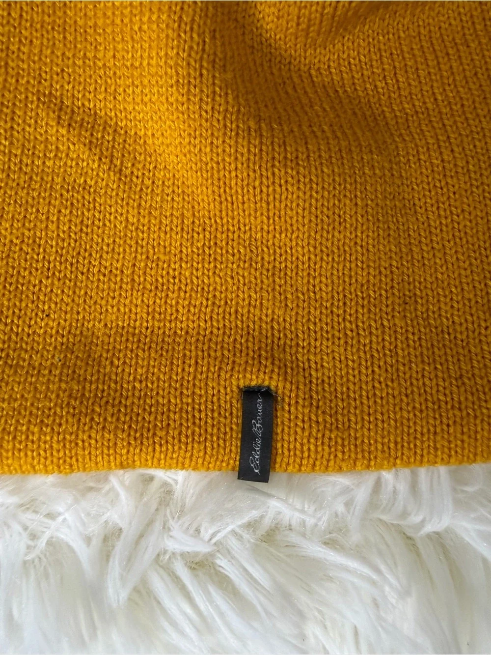 Eddie Bauer Mustard Yellow Knit Beanie – Cozy Minimalist Style